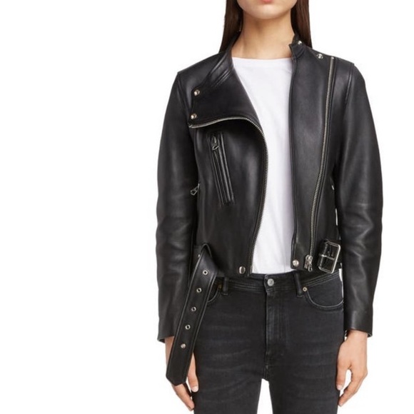ACNE STUDIOS Lewis Asymmetric Leather
Jacket In Black Women’s Small  (EU 32) - Picture 3 of 12
